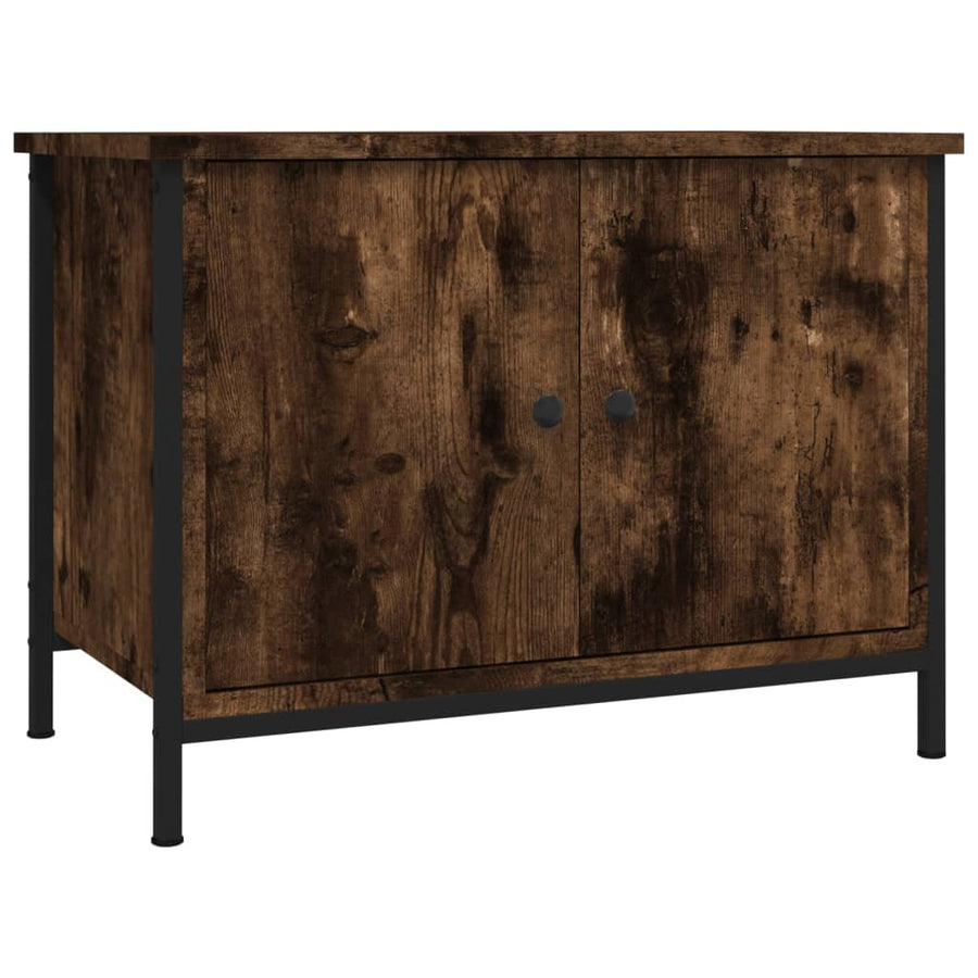Tv-Meubel Met Deuren Bewerkt Hout 60 x 35 x 45 cm Gerookt eiken