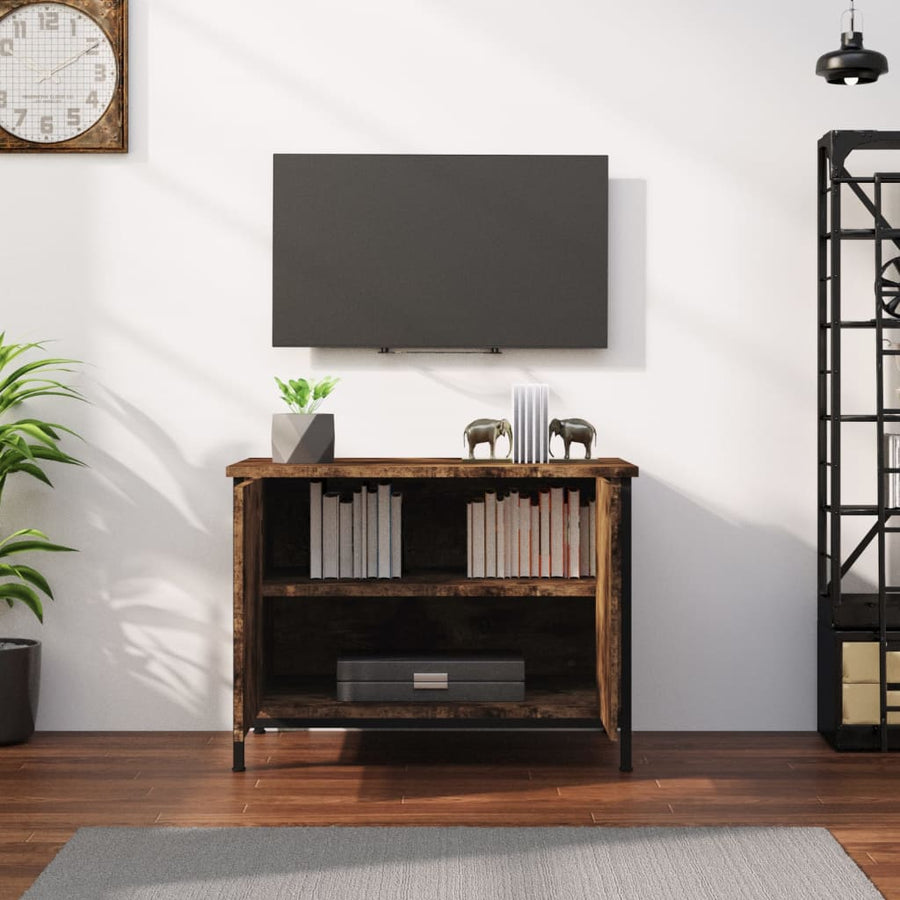 Tv-Meubel Met Deuren Bewerkt Hout 60 x 35 x 45 cm Gerookt eiken