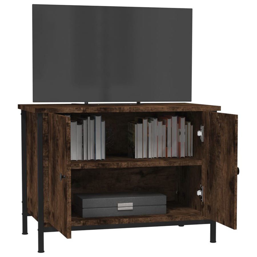 Tv-Meubel Met Deuren Bewerkt Hout 60 x 35 x 45 cm Gerookt eiken