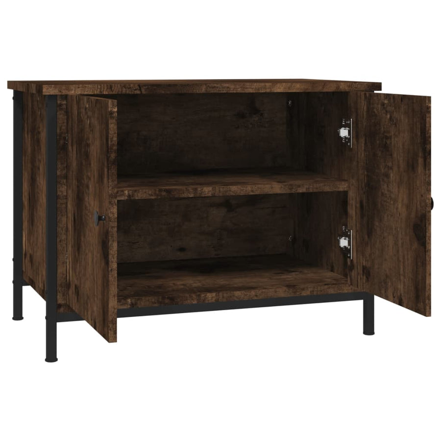 Tv-Meubel Met Deuren Bewerkt Hout 60 x 35 x 45 cm Gerookt eiken