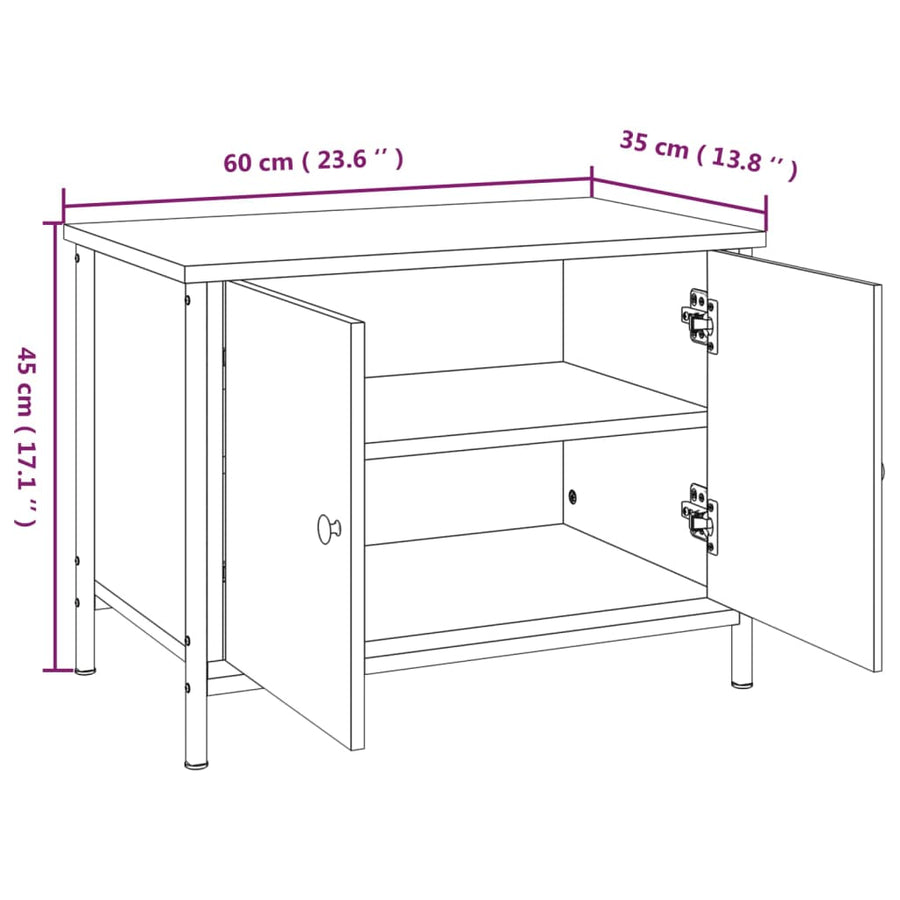 Tv-Meubel Met Deuren Bewerkt Hout 60 x 35 x 45 cm Gerookt eiken