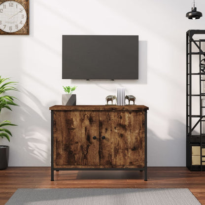 Tv-Meubel Met Deuren Bewerkt Hout 60 x 35 x 45 cm Gerookt eiken