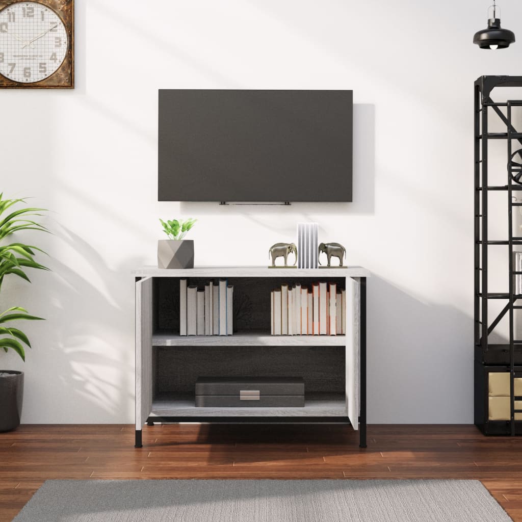Tv-Meubel Met Deuren Bewerkt Hout 60 x 35 x 45 cm Grijs sonoma