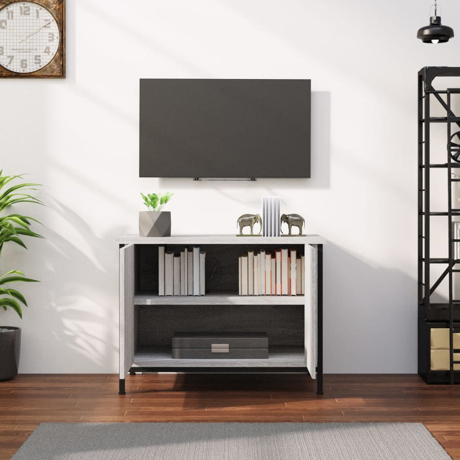 Tv-Meubel Met Deuren Bewerkt Hout 60 x 35 x 45 cm Grijs sonoma