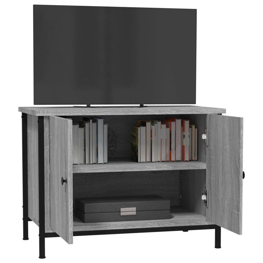 Tv-Meubel Met Deuren Bewerkt Hout 60 x 35 x 45 cm Grijs sonoma
