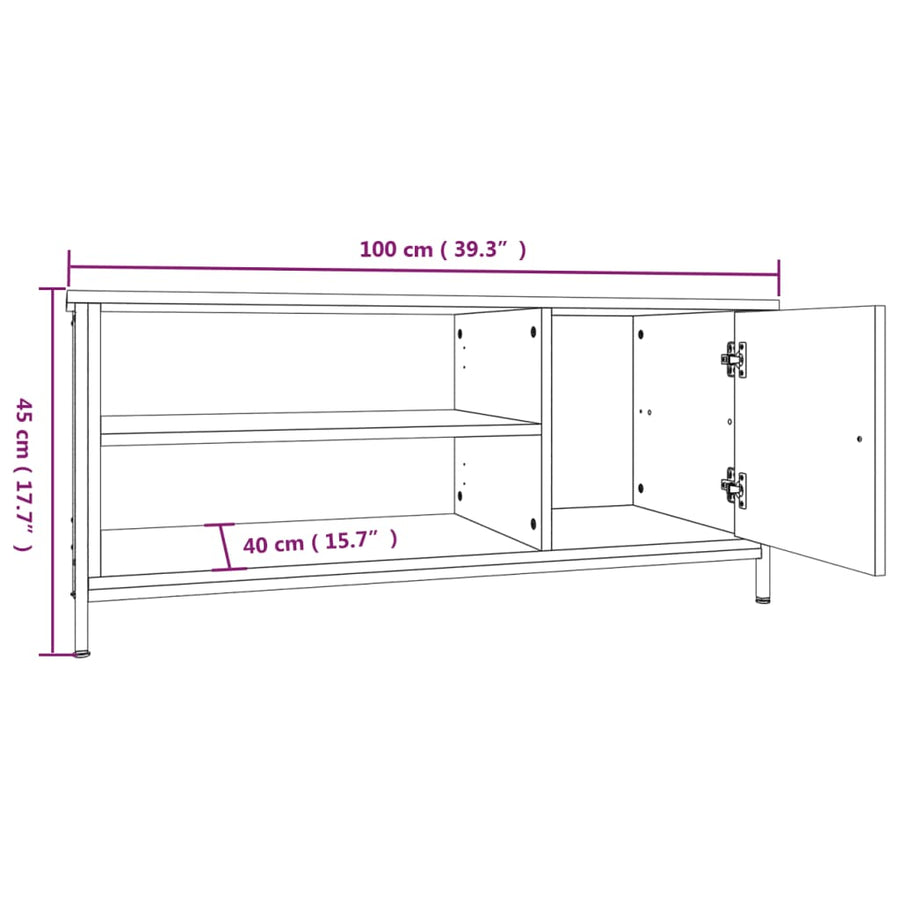 Tv-Meubel 00X40X45 Cm Bewerkt Hout Eikenkleurig Grijs sonoma