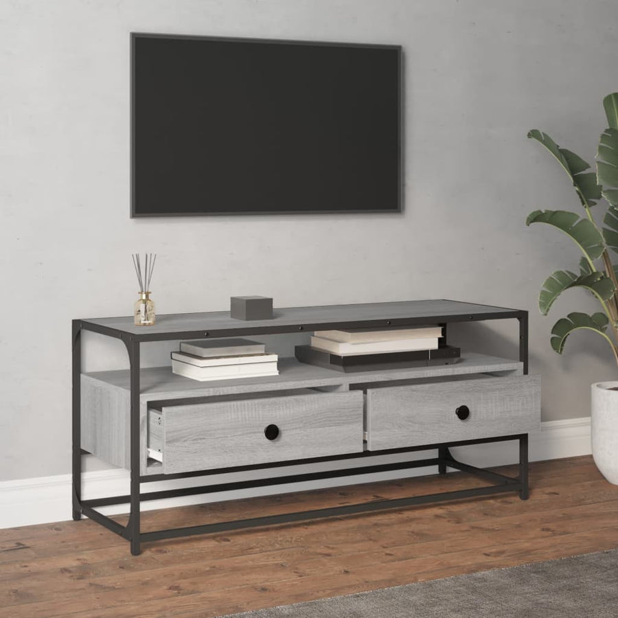 Tv-Meubel Bewerkt Hout Eikenkleurig 100 x 35 x 45 cm Grijs sonoma