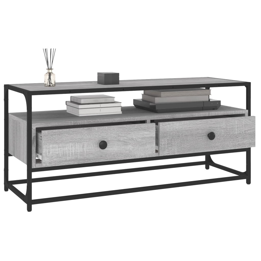 Tv-Meubel Bewerkt Hout Eikenkleurig 100 x 35 x 45 cm Grijs sonoma