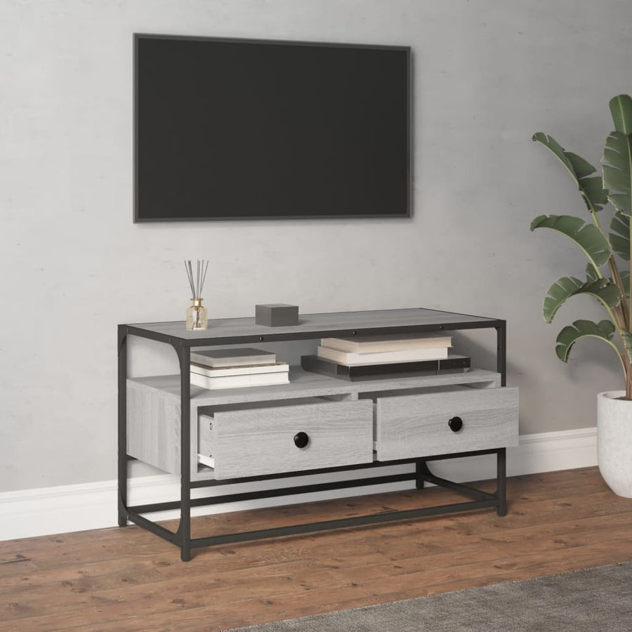 Tv-Meubel Bewerkt Hout Eikenkleurig 80 x 35 x 45 cm Grijs sonoma