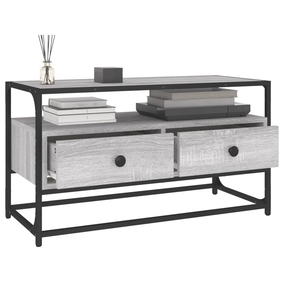 Tv-Meubel Bewerkt Hout Eikenkleurig 80 x 35 x 45 cm Grijs sonoma