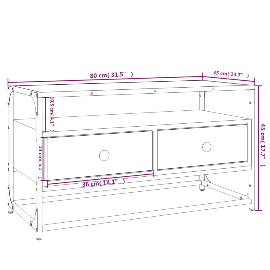 Tv-Meubel Bewerkt Hout Eikenkleurig 80 x 35 x 45 cm Grijs sonoma