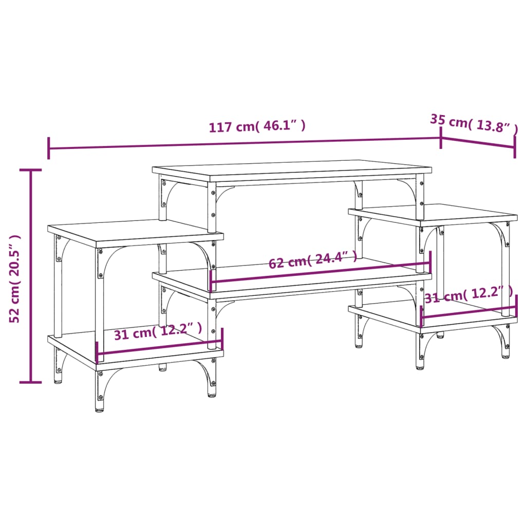 Tv-Meubel Bewerkt Hout 117 x 35 x 52 cm Zwart