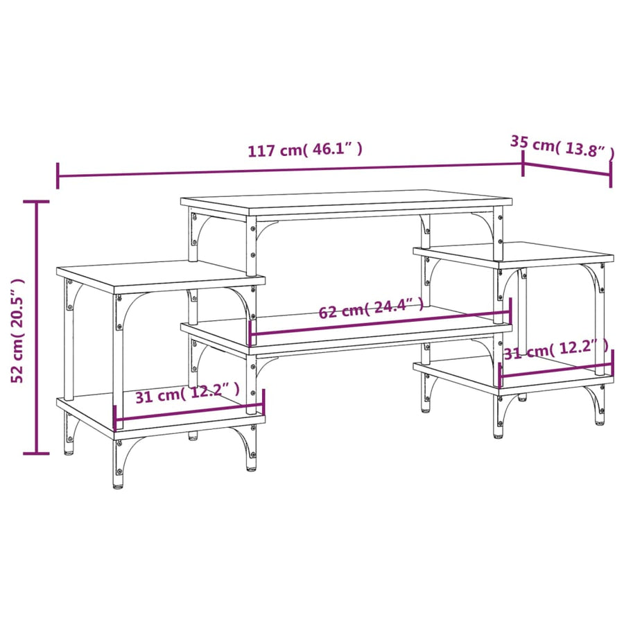 Tv-Meubel Bewerkt Hout Eikenkleurig 117 x 35 x 52 cm Grijs sonoma