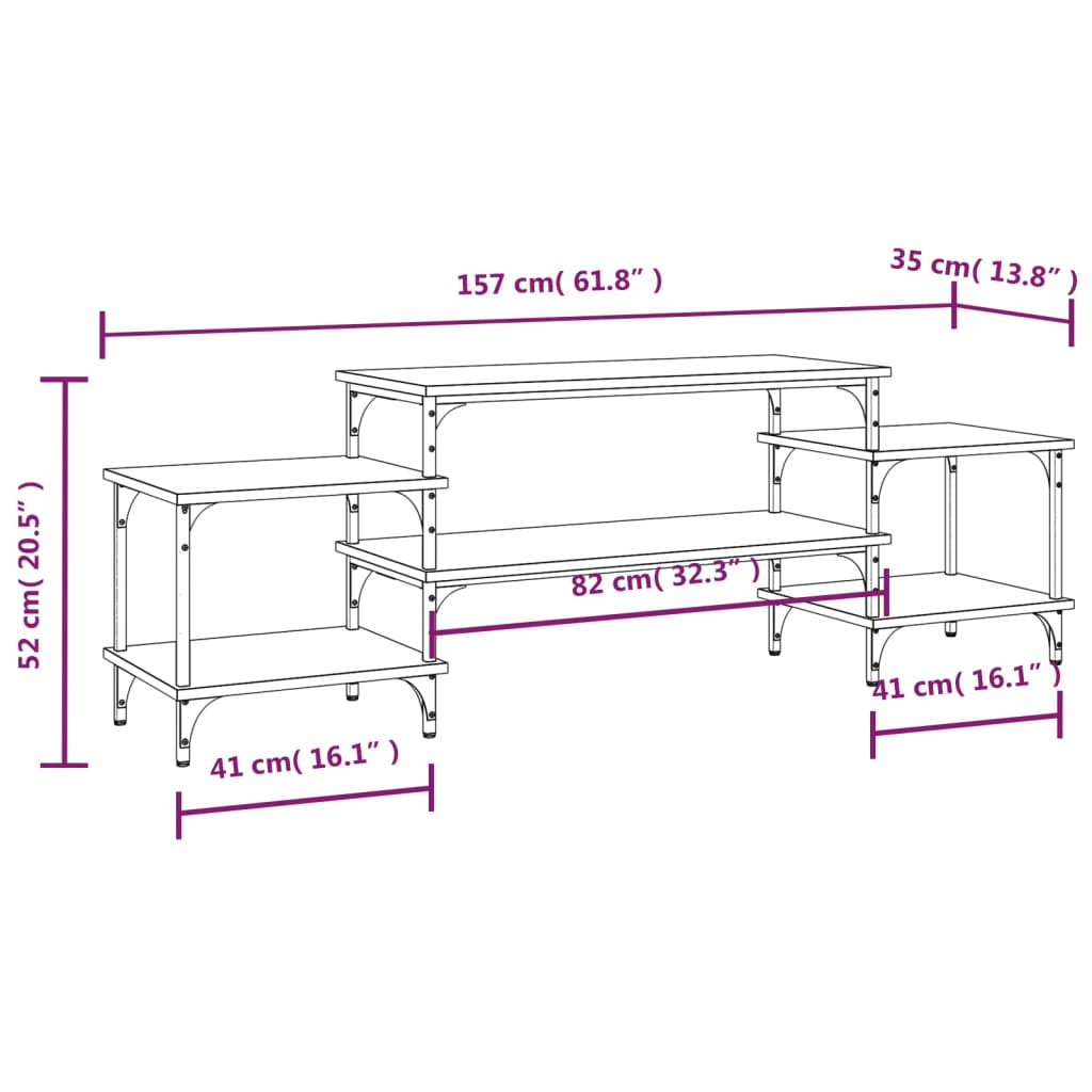 Tv-Meubel Bewerkt Hout Eikenkleurig 157 x 35 x 52 cm Grijs sonoma