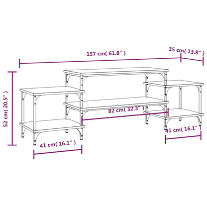 Tv-Meubel Bewerkt Hout Eikenkleurig 157 x 35 x 52 cm Grijs sonoma