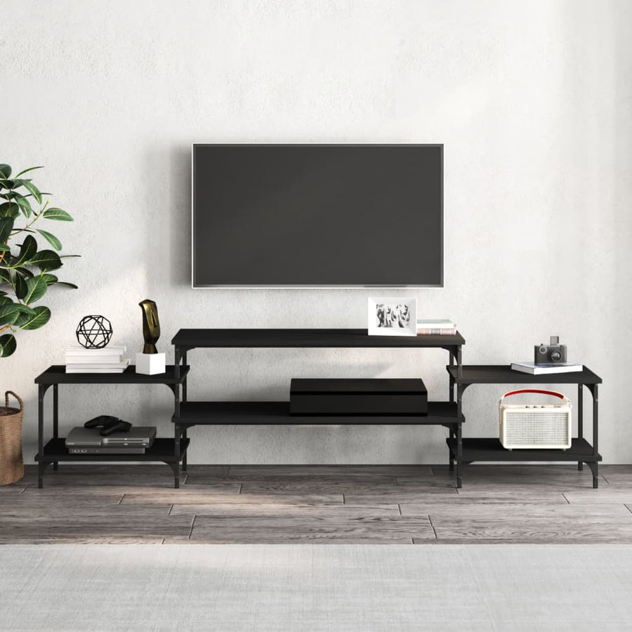 Tv-Meubel Bewerkt Hout 197 x 35 x 52 cm Zwart