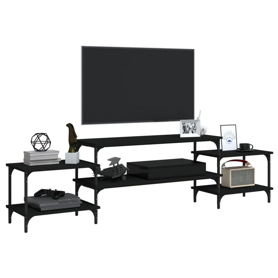 Tv-Meubel Bewerkt Hout 197 x 35 x 52 cm Zwart