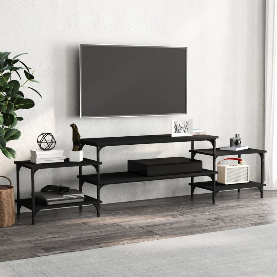 Tv-Meubel Bewerkt Hout 197 x 35 x 52 cm Zwart