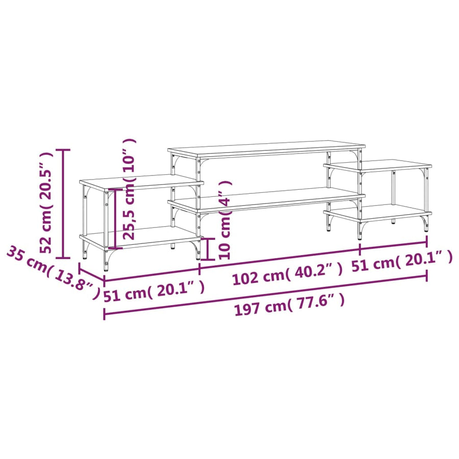 Tv-Meubel Bewerkt Hout Kleurig 197 x 35 x 52 cm Gerookt eiken