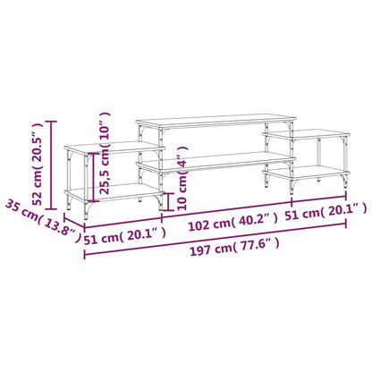 Tv-Meubel Bewerkt Hout Eikenkleurig 197 x 35 x 52 cm Grijs sonoma