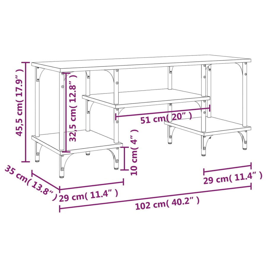 Tv-Meubel 102X35X45,5 Cm Bewerkt Hout Kleurig Gerookt eiken