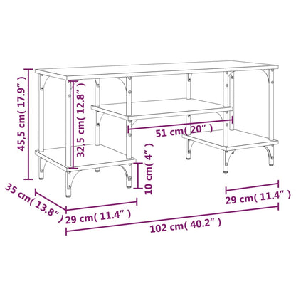 Tv-Meubel 02X35X45,5 Cm Bewerkt Hout Eikenkleurig Grijs sonoma