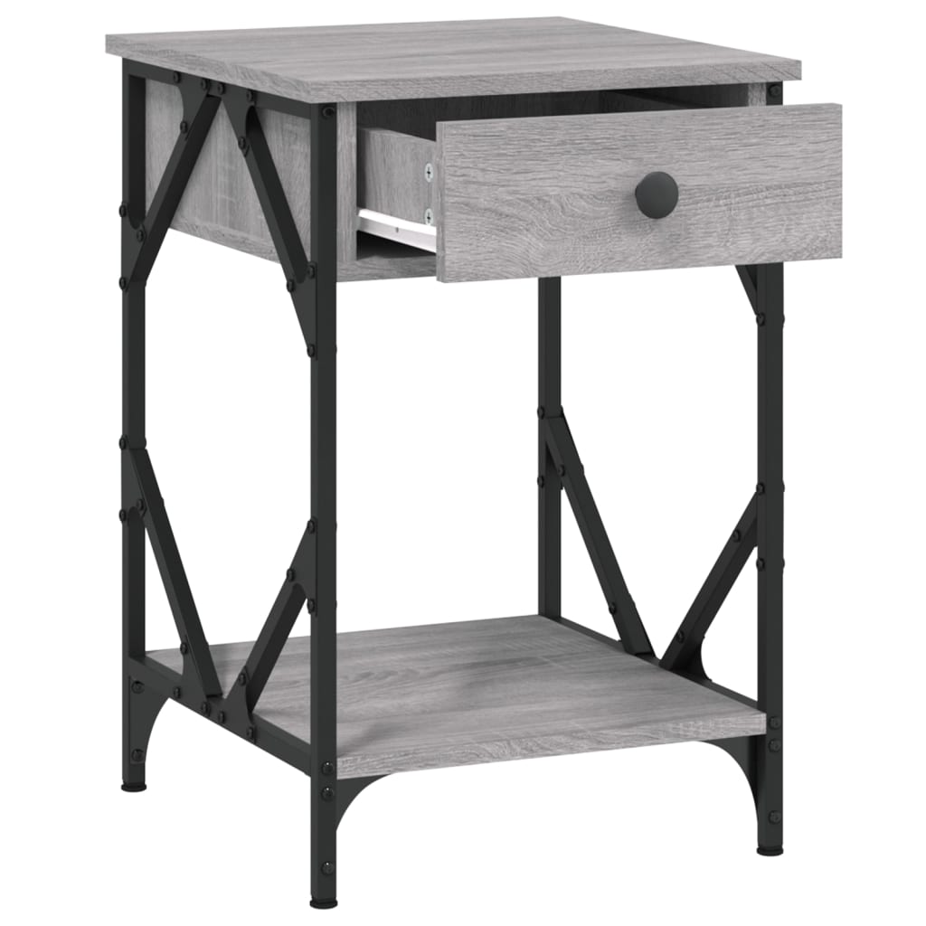 Nachtkastje 40X42X60 Cm Bewerkt Hout Grijs Sonoma Eikenkleurig