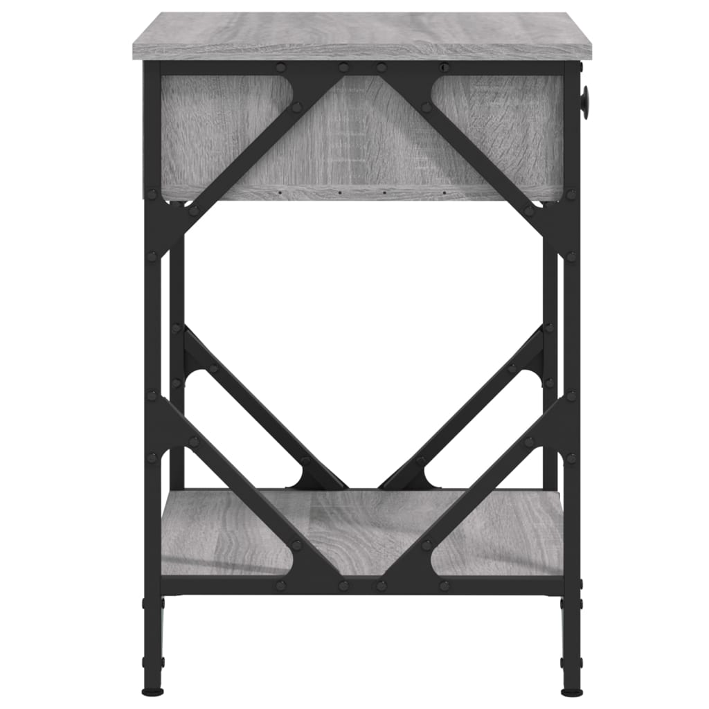 Nachtkastje 40X42X60 Cm Bewerkt Hout Grijs Sonoma Eikenkleurig
