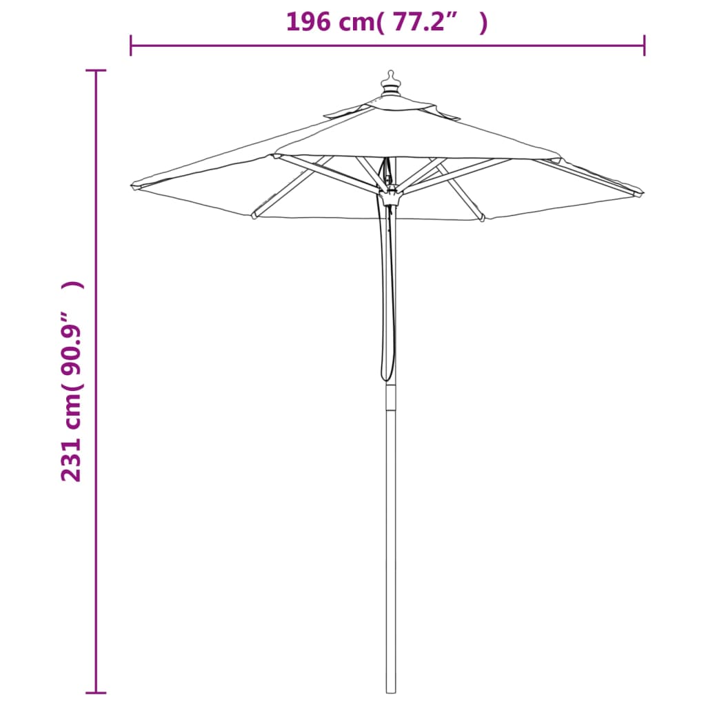 Parasol Met Houten Paal 196X231 Cm Zandkleurig