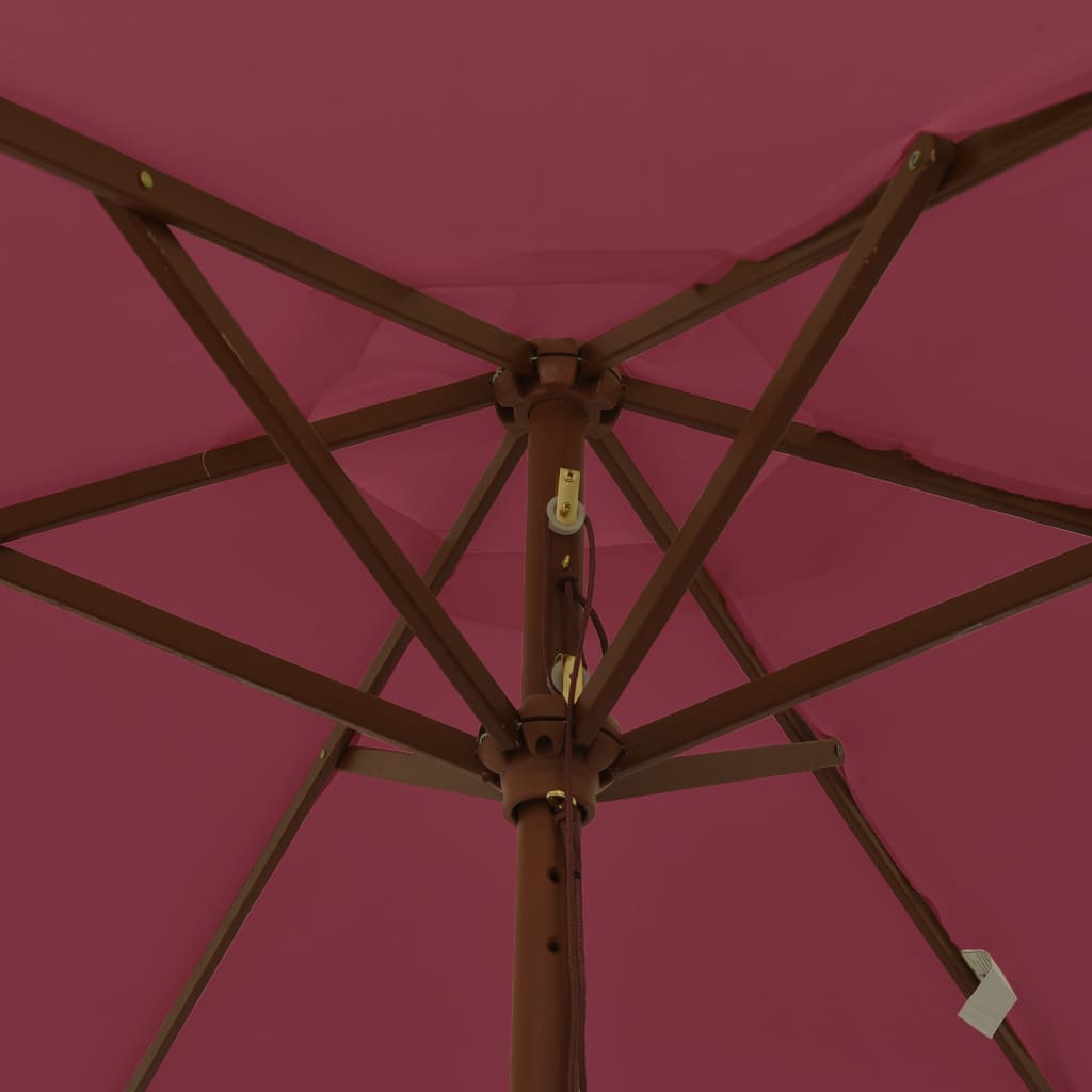 Parasol Met Houten Paal 196X231 Cm Bordeaux Rood