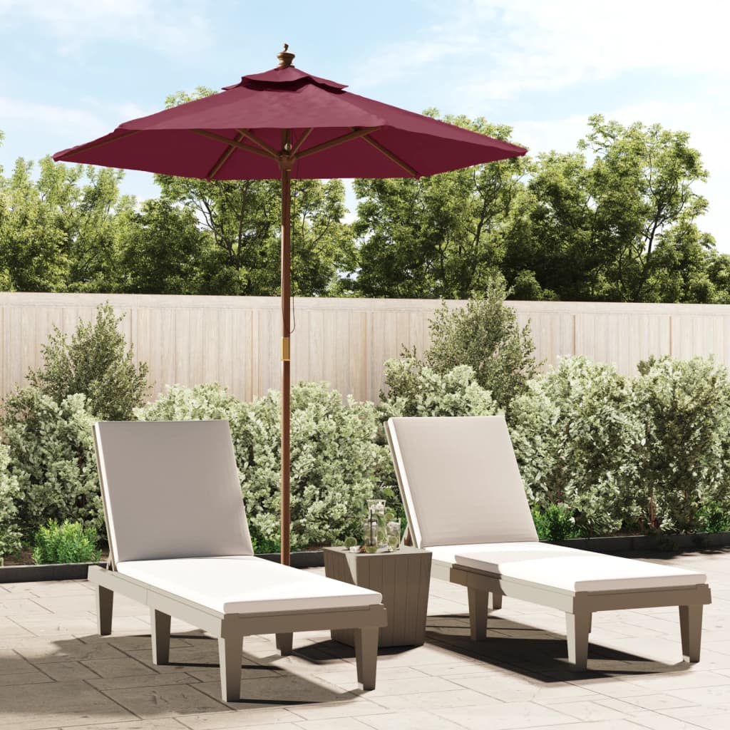 Parasol Met Houten Paal 196X231 Cm Bordeaux Rood