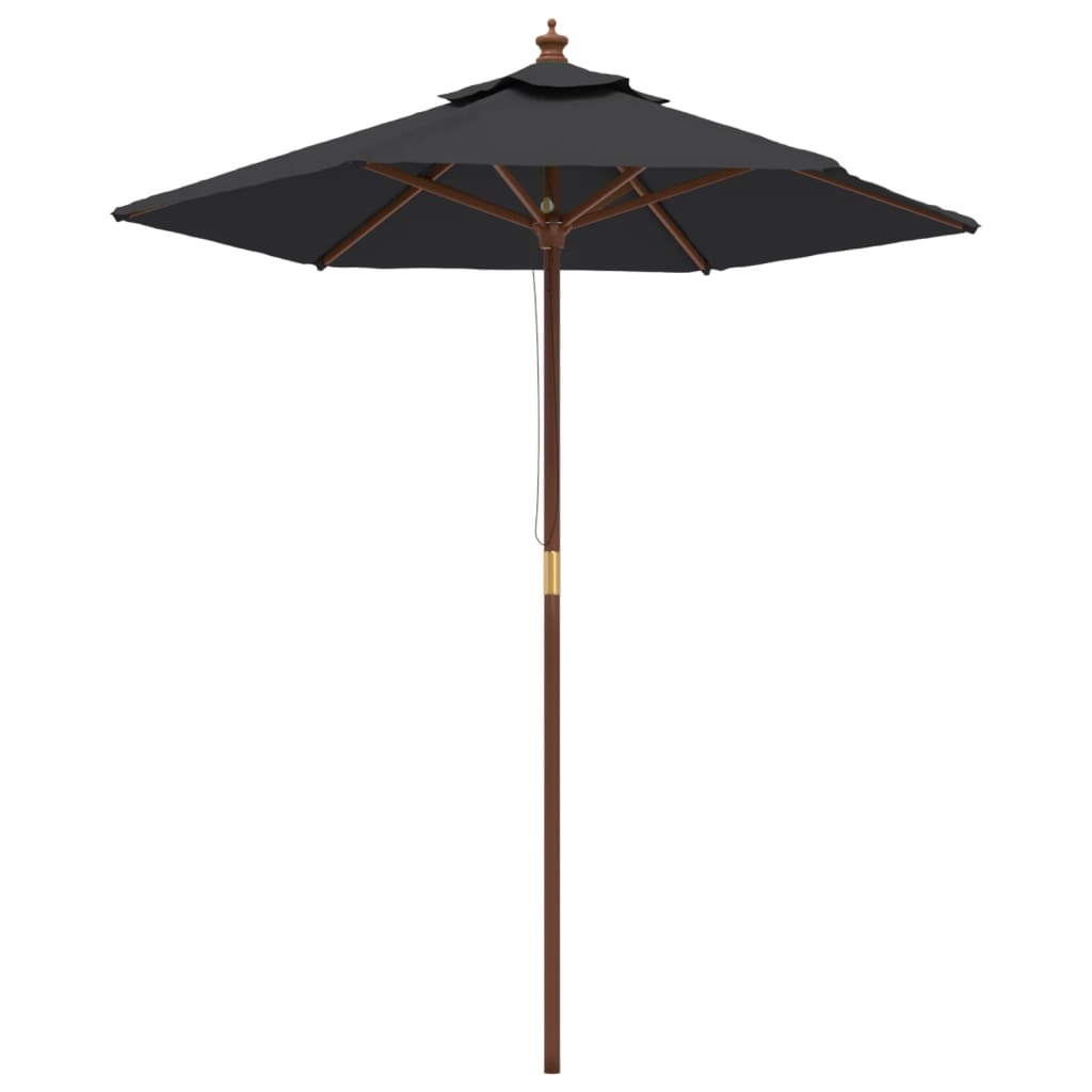 Parasol Met Houten Paal 196X231 Cm Zwart