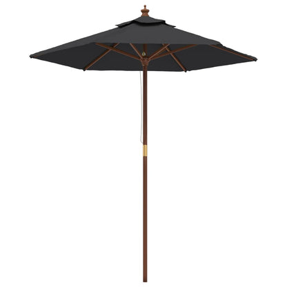 Parasol Met Houten Paal 196X231 Cm Zwart