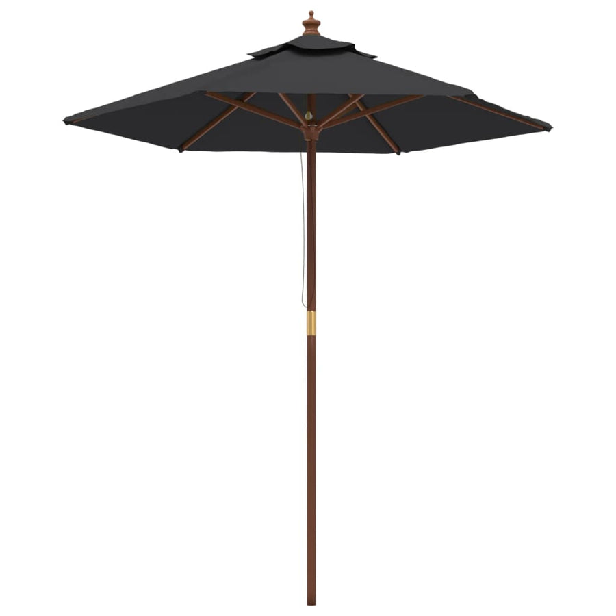 Parasol Met Houten Paal 196X231 Cm Zwart