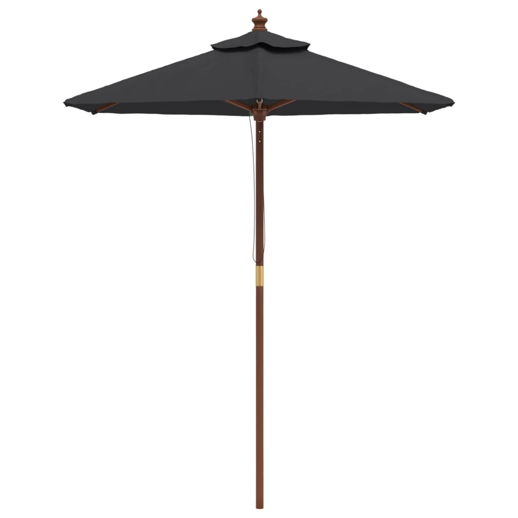 Parasol Met Houten Paal 196X231 Cm Zwart