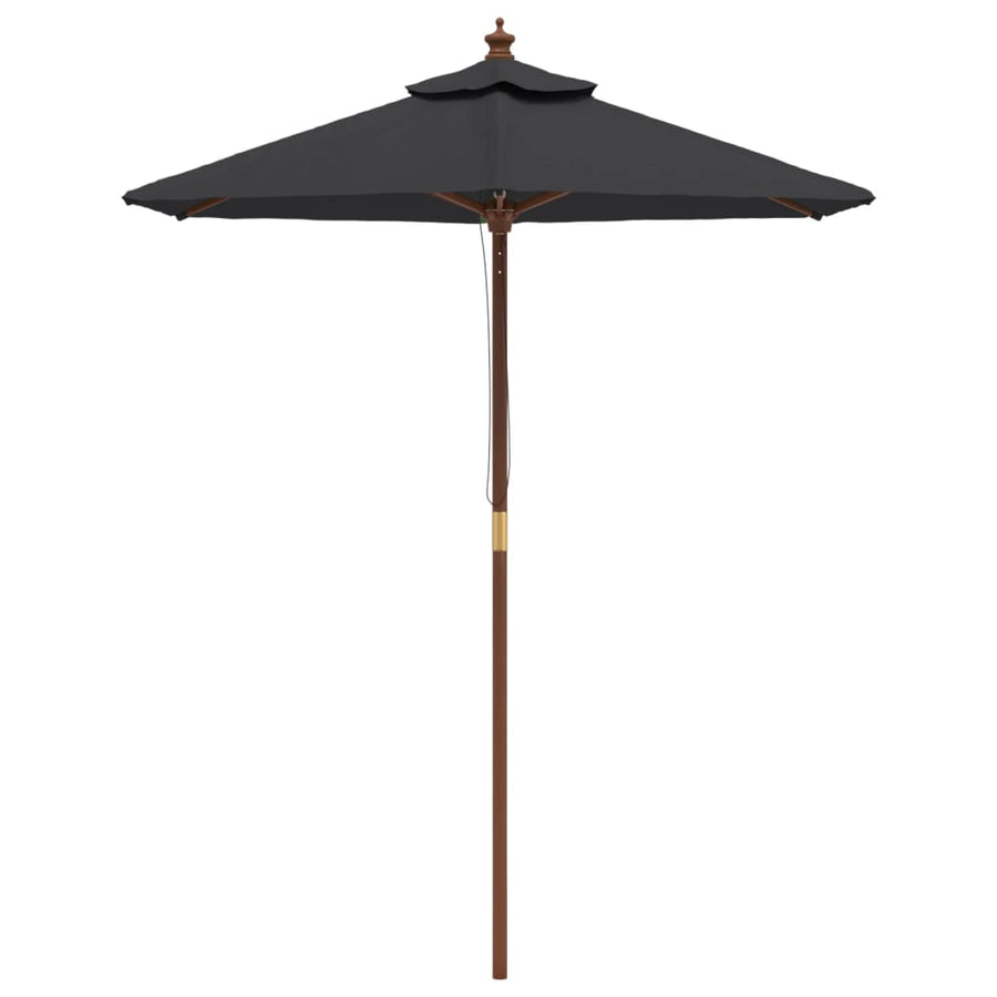 Parasol Met Houten Paal 196X231 Cm Zwart