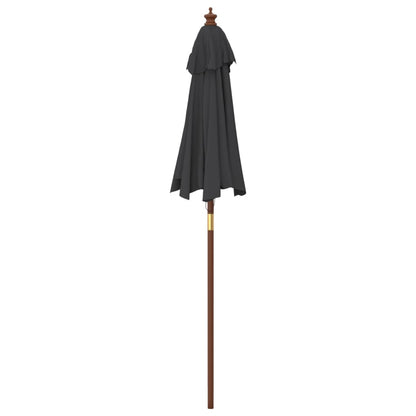 Parasol Met Houten Paal 196X231 Cm Zwart