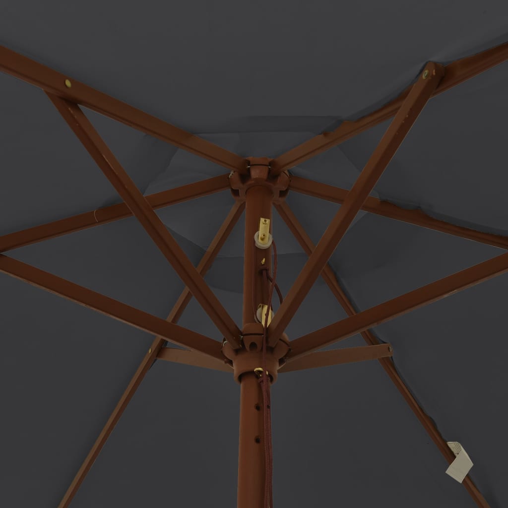 Parasol Met Houten Paal 196X231 Cm Zwart