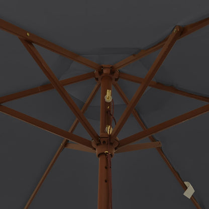 Parasol Met Houten Paal 196X231 Cm Zwart