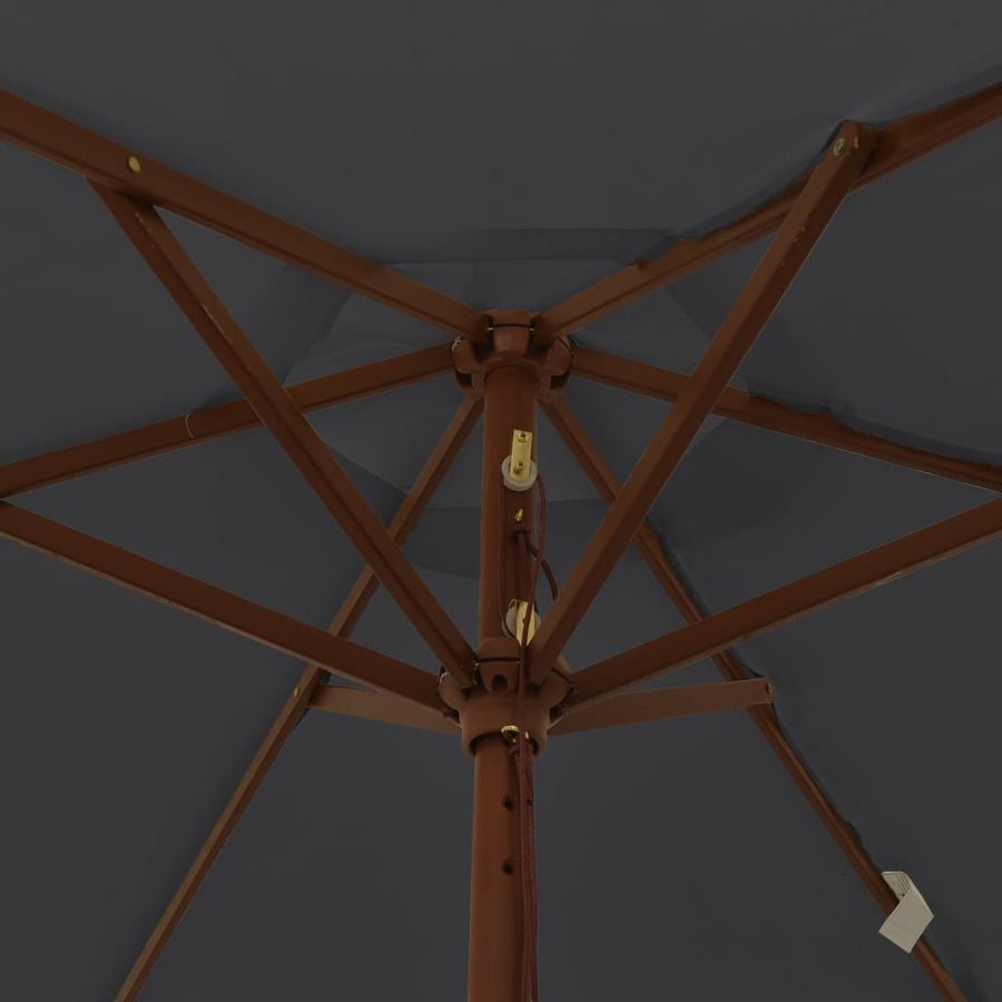 Parasol Met Houten Paal 196X231 Cm Zwart