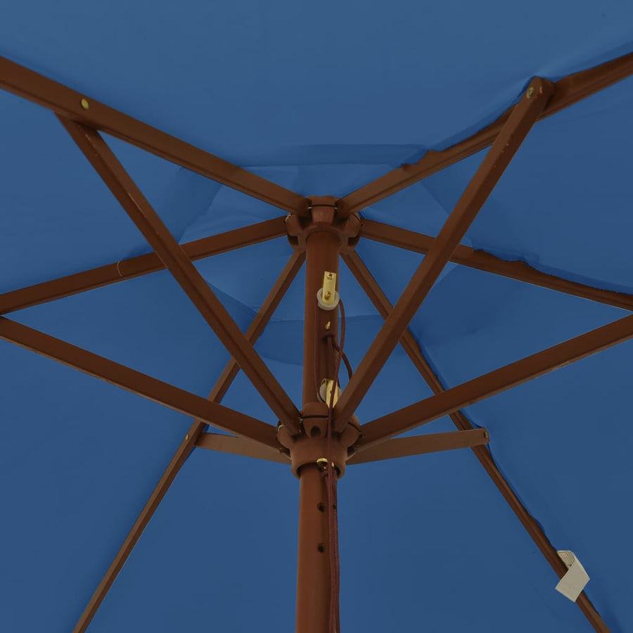 Parasol Met Houten Paal 196X231 Cm Azuur Blauw