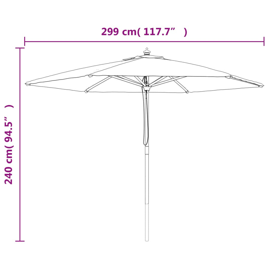 Parasol Met Houten Paal 299X240 Cm Kleurig Antraciet