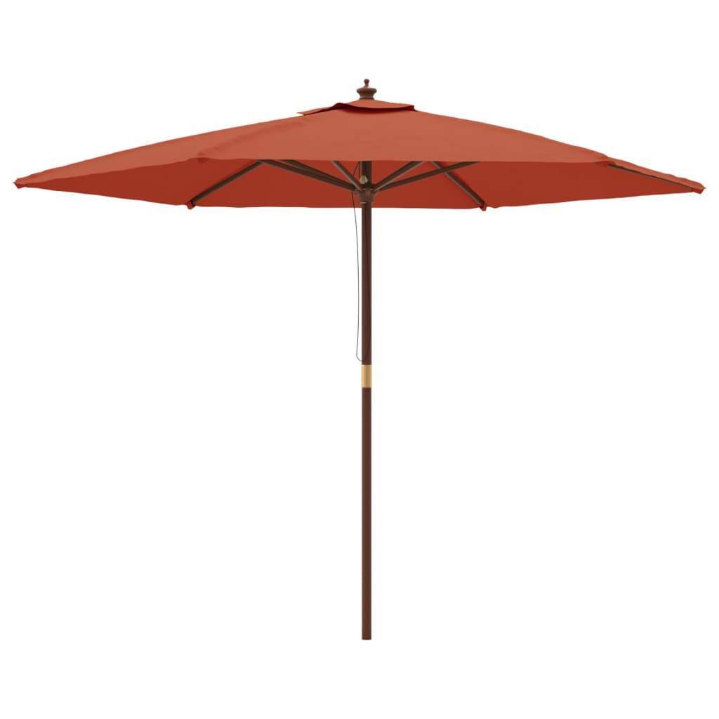 Parasol Met Houten Paal 299X240 Cm Kleurig Terracotta
