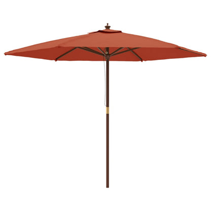 Parasol Met Houten Paal 299X240 Cm Kleurig Terracotta