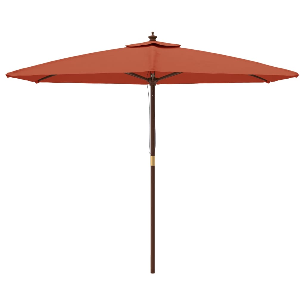 Parasol Met Houten Paal 299X240 Cm Kleurig Terracotta