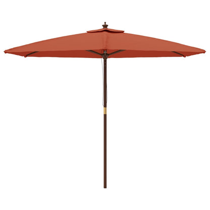Parasol Met Houten Paal 299X240 Cm Kleurig Terracotta