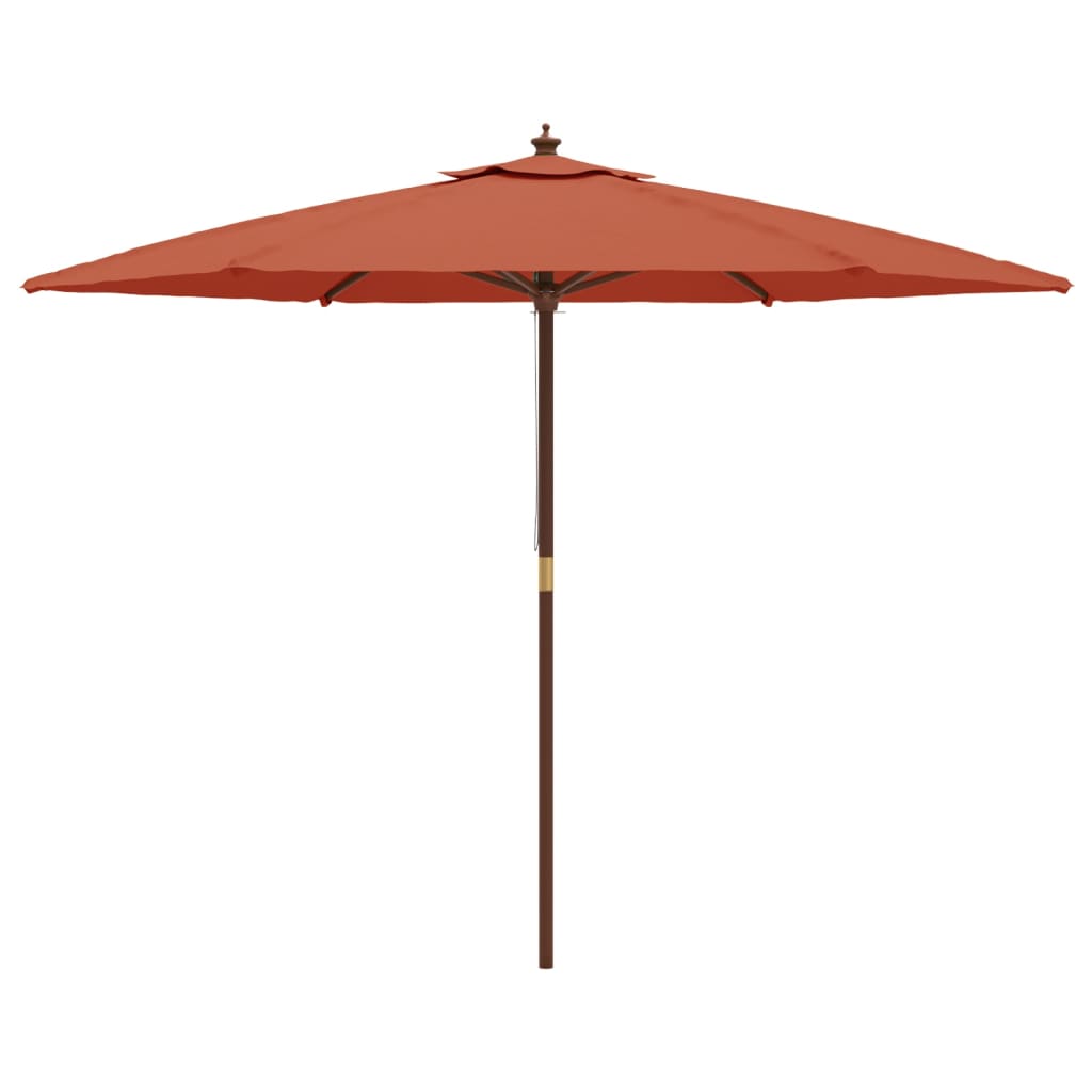 Parasol Met Houten Paal 299X240 Cm Kleurig Terracotta
