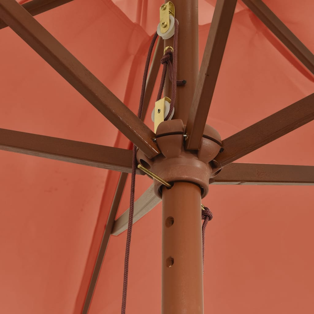Parasol Met Houten Paal 299X240 Cm Kleurig Terracotta