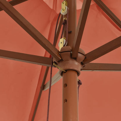Parasol Met Houten Paal 299X240 Cm Kleurig Terracotta
