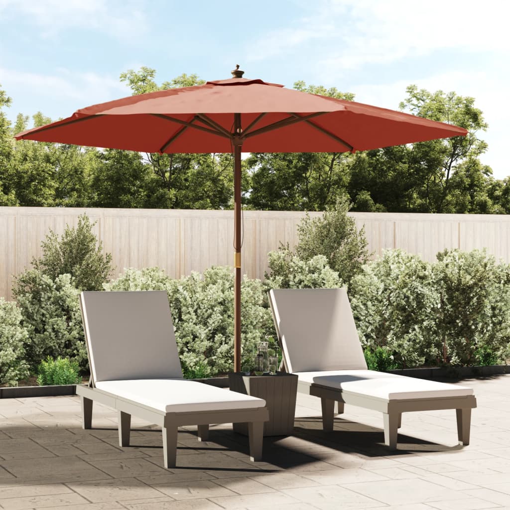 Parasol Met Houten Paal 299X240 Cm Kleurig Terracotta